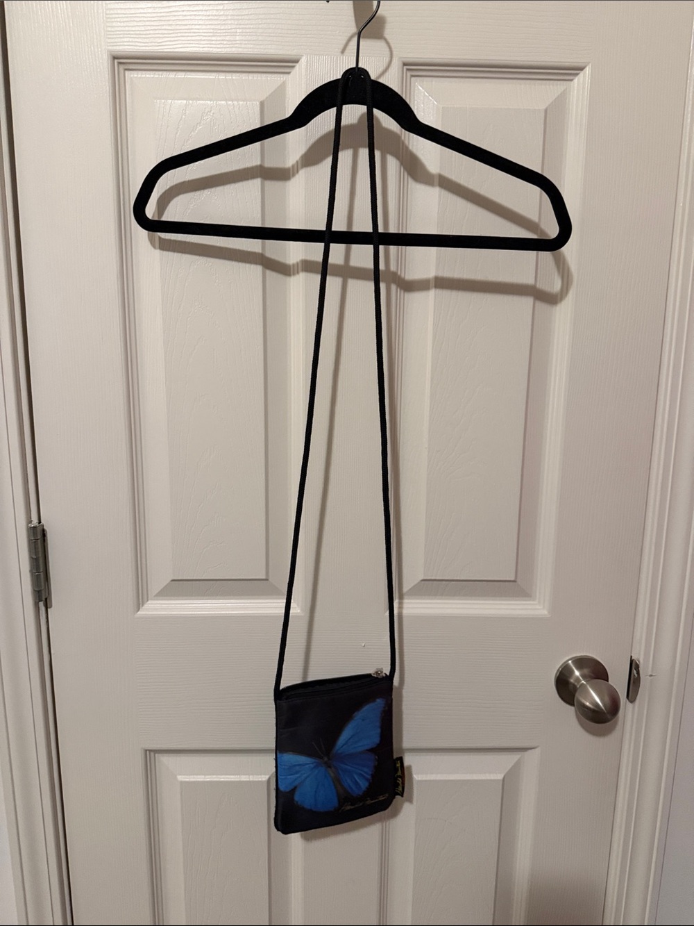 Blue Butterfly Print Crossbody Bag for Women